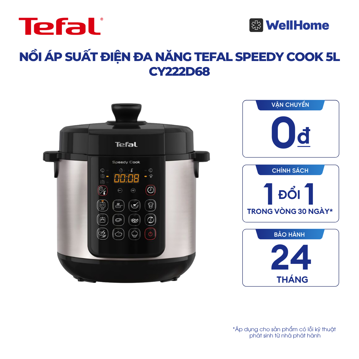  Nồi áp suất điện đa năng Tefal Speedy Cook 5L CY222D68 