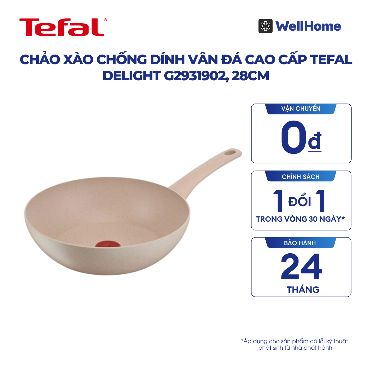  Chảo xào chống dính vân đá cao cấp Tefal Delight G2931902, 28cm 