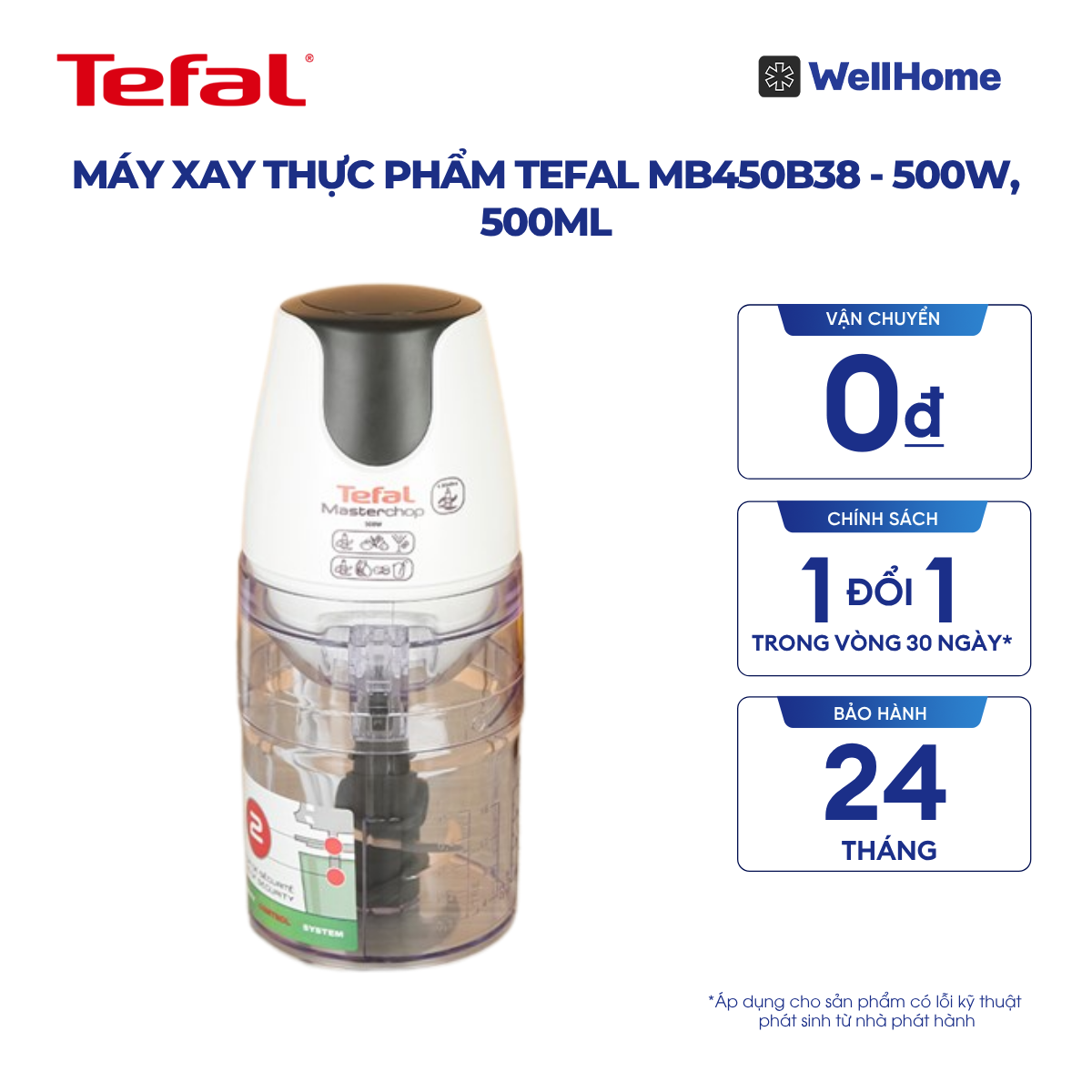  Máy xay thực phẩm Tefal MB450B38 - 500W, 500mL 