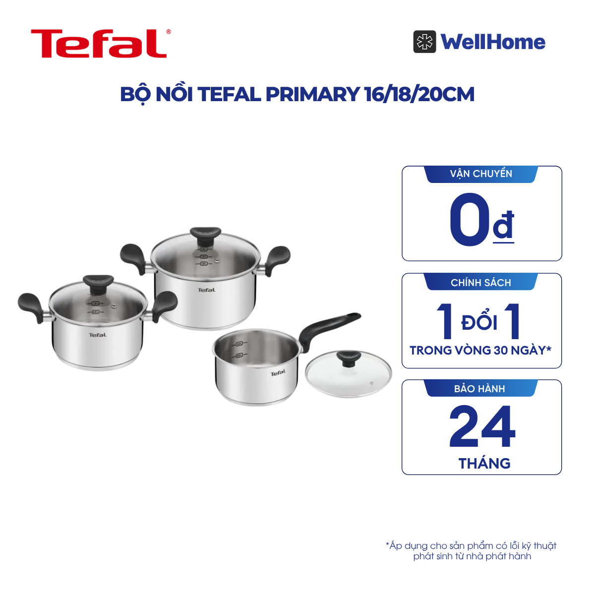  Bộ nồi Tefal Primary 16/18/20cm 