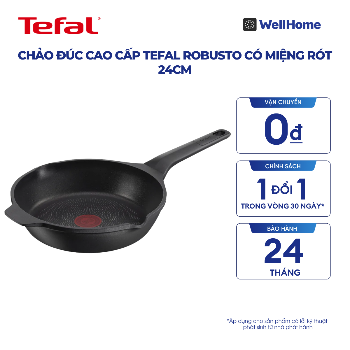  Chảo đúc cao cấp Tefal Robusto có miệng rót 24cm 