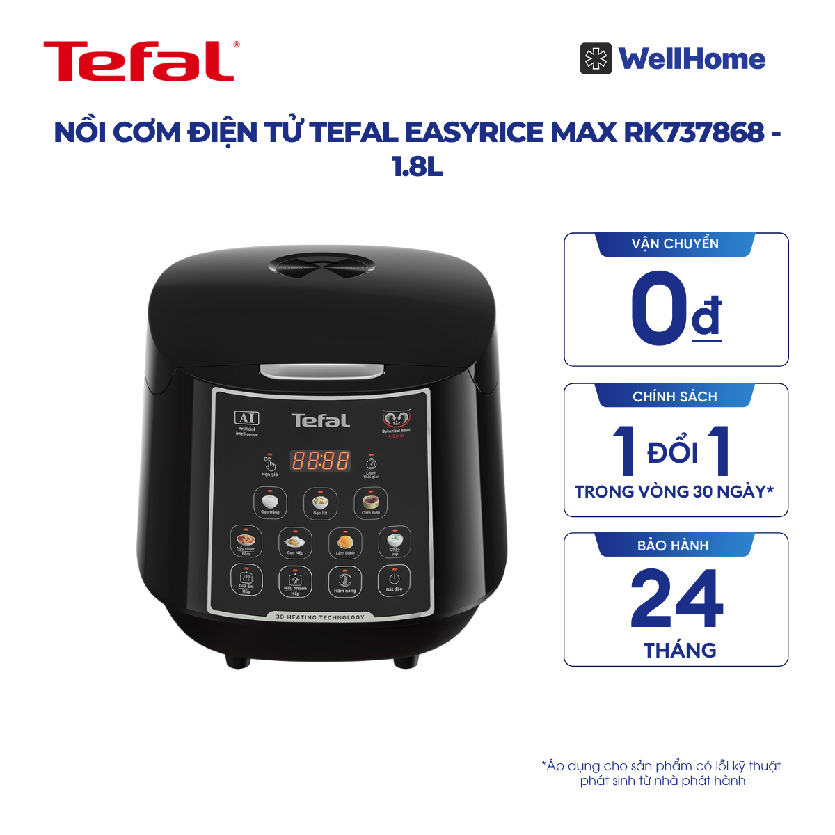  Nồi cơm điện tử Tefal EasyRice Max RK737868 - 1.8L 