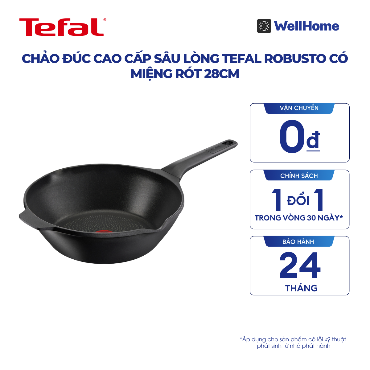  Chảo đúc cao cấp sâu lòng Tefal Robusto có miệng rót 28cm 