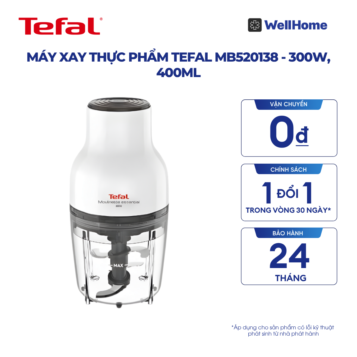  Máy xay thực phẩm Tefal MB520138 - 300W, 400mL 