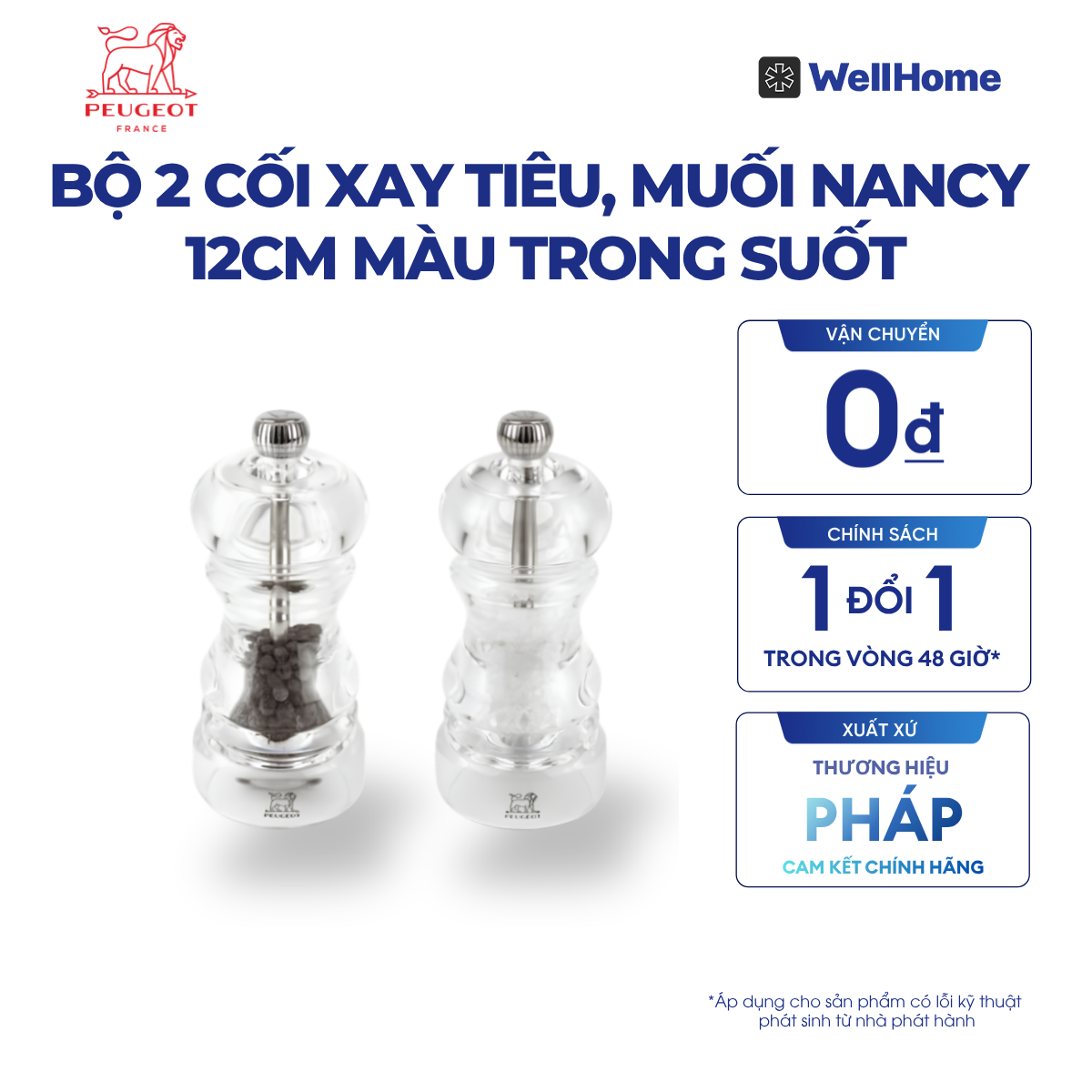  BỘ 2 CỐI XAY TIÊU, MUỐI NANCY 12CM
MÀU TRONG SUỐT 