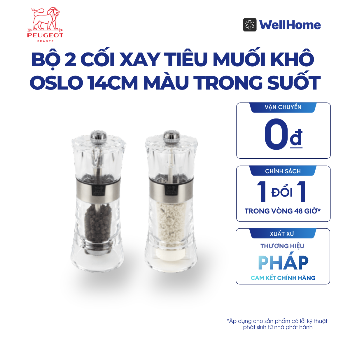  BỘ 2 CỐI XAY TIÊU MUỐI KHÔ OSLO 14CM
MÀU TRONG SUỐT 