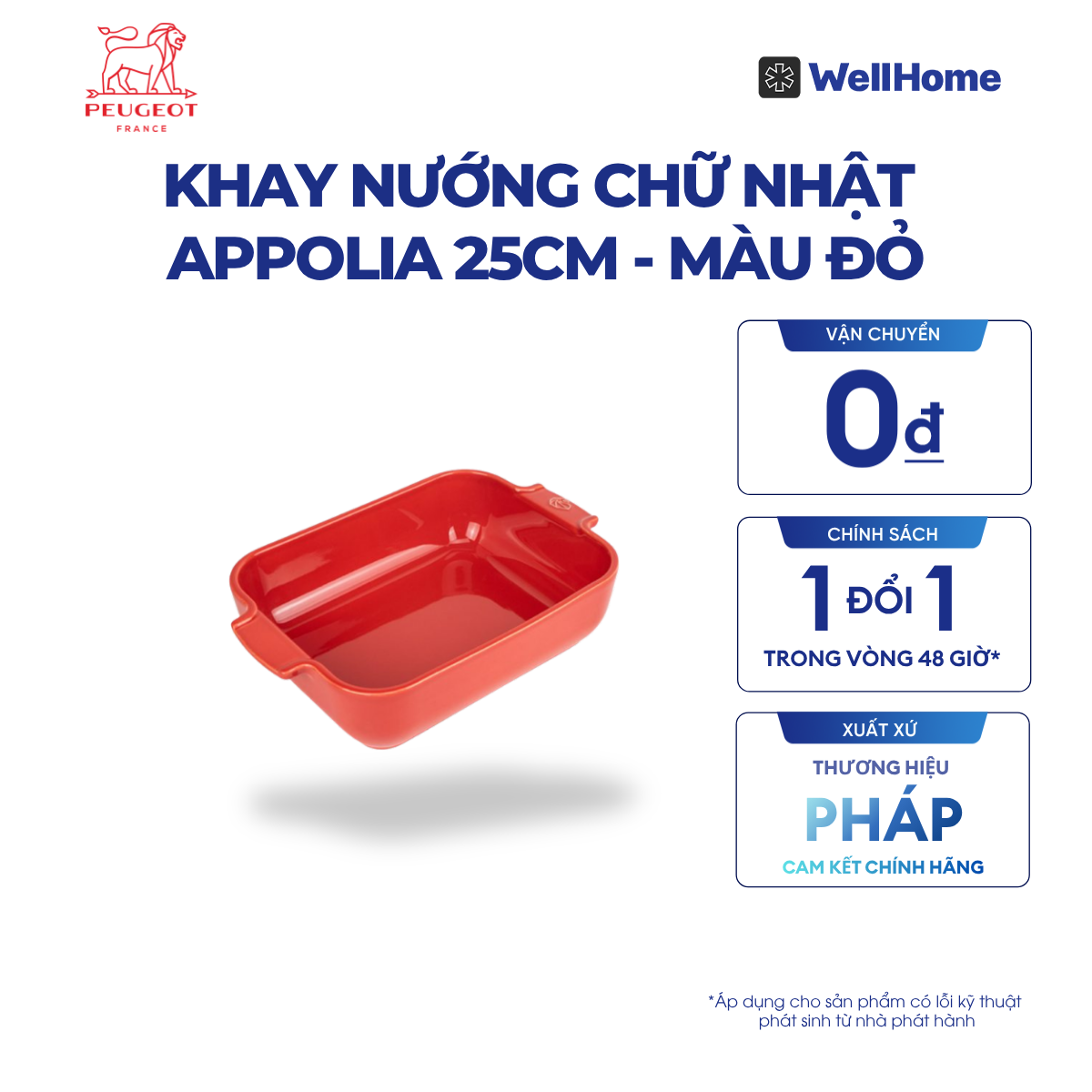  KHAY NƯỚNG CHỮ NHẬT APPOLIA 25CM 