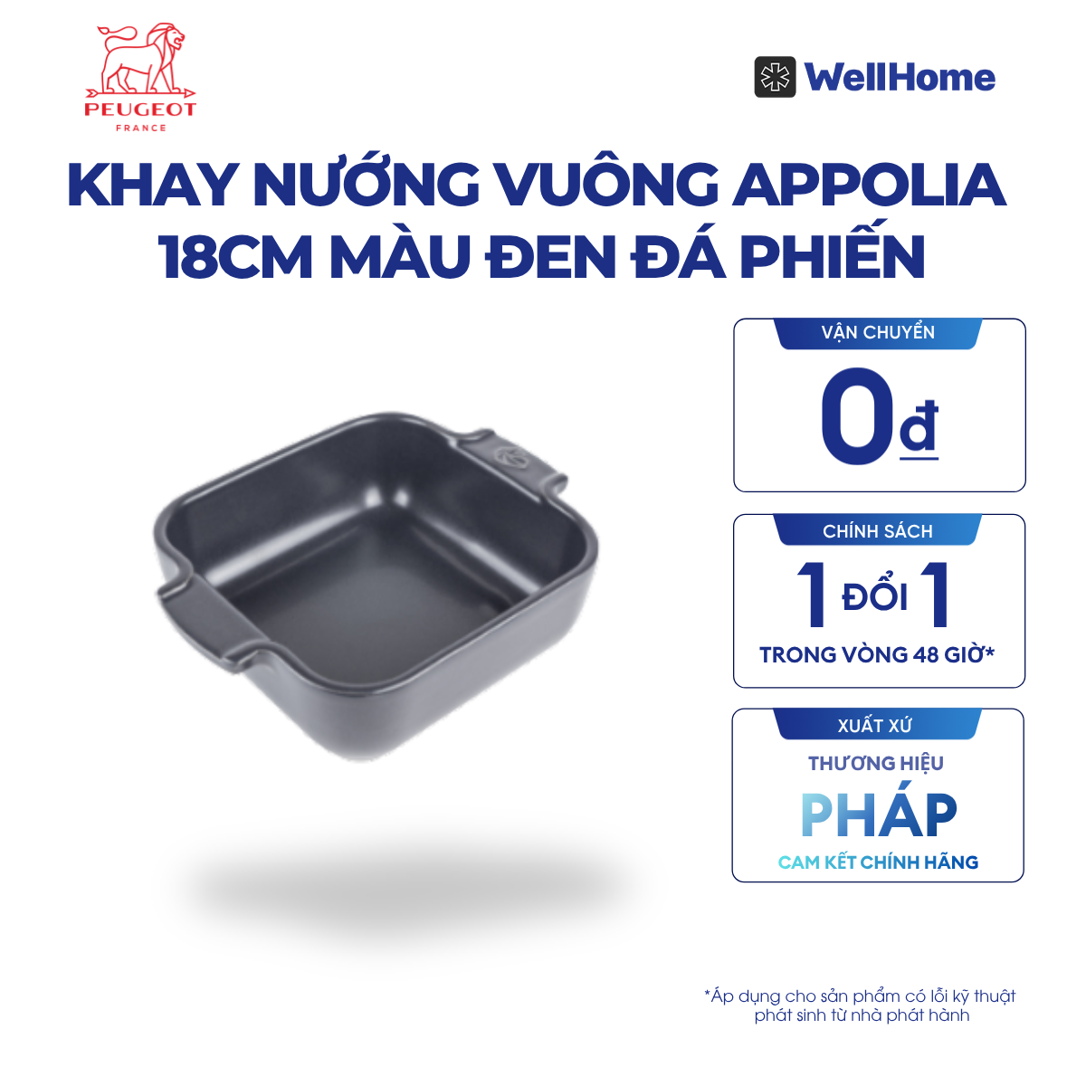  KHAY NƯỚNG VUÔNG APPOLIA 18CM 