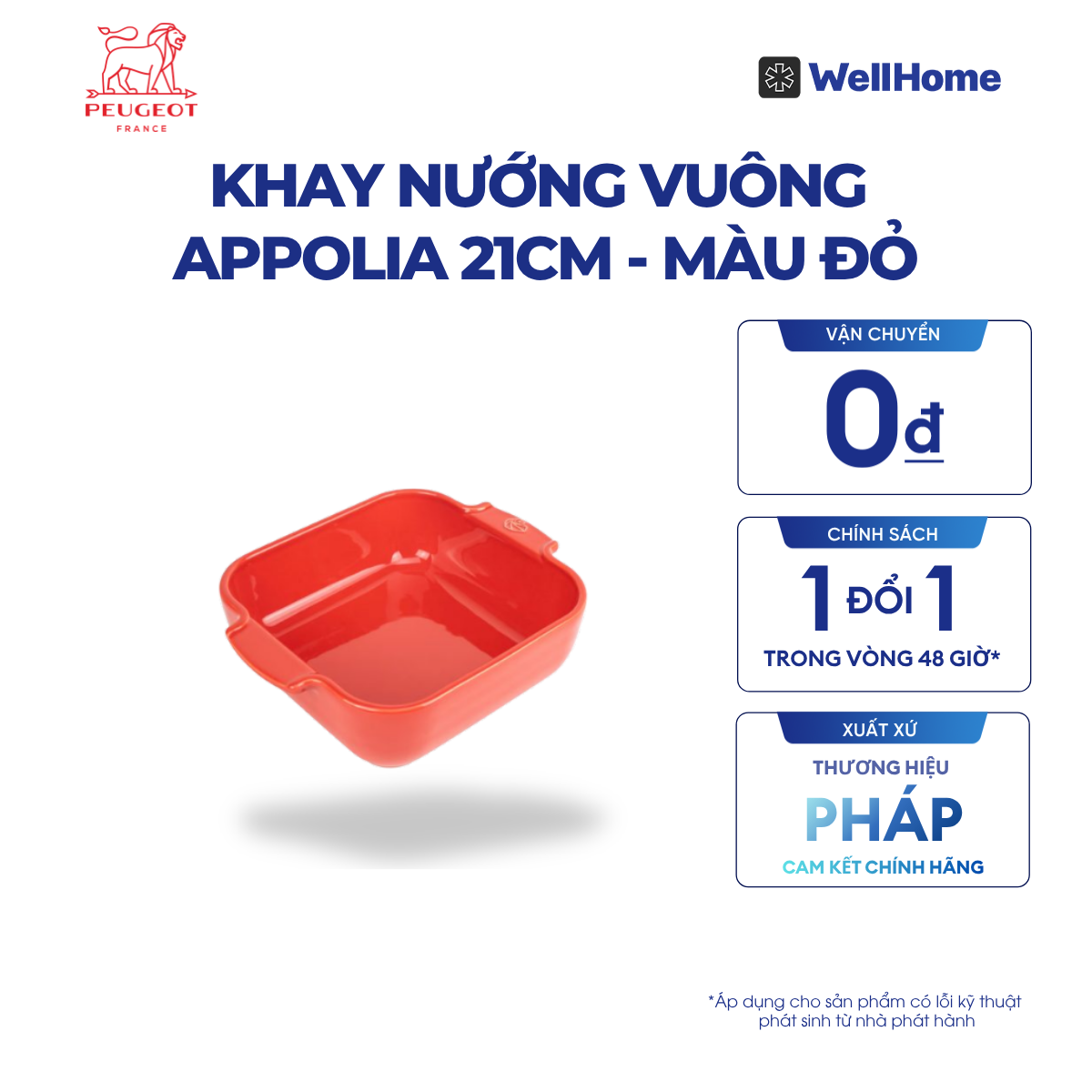  KHAY NƯỚNG VUÔNG APPOLIA 21CM 