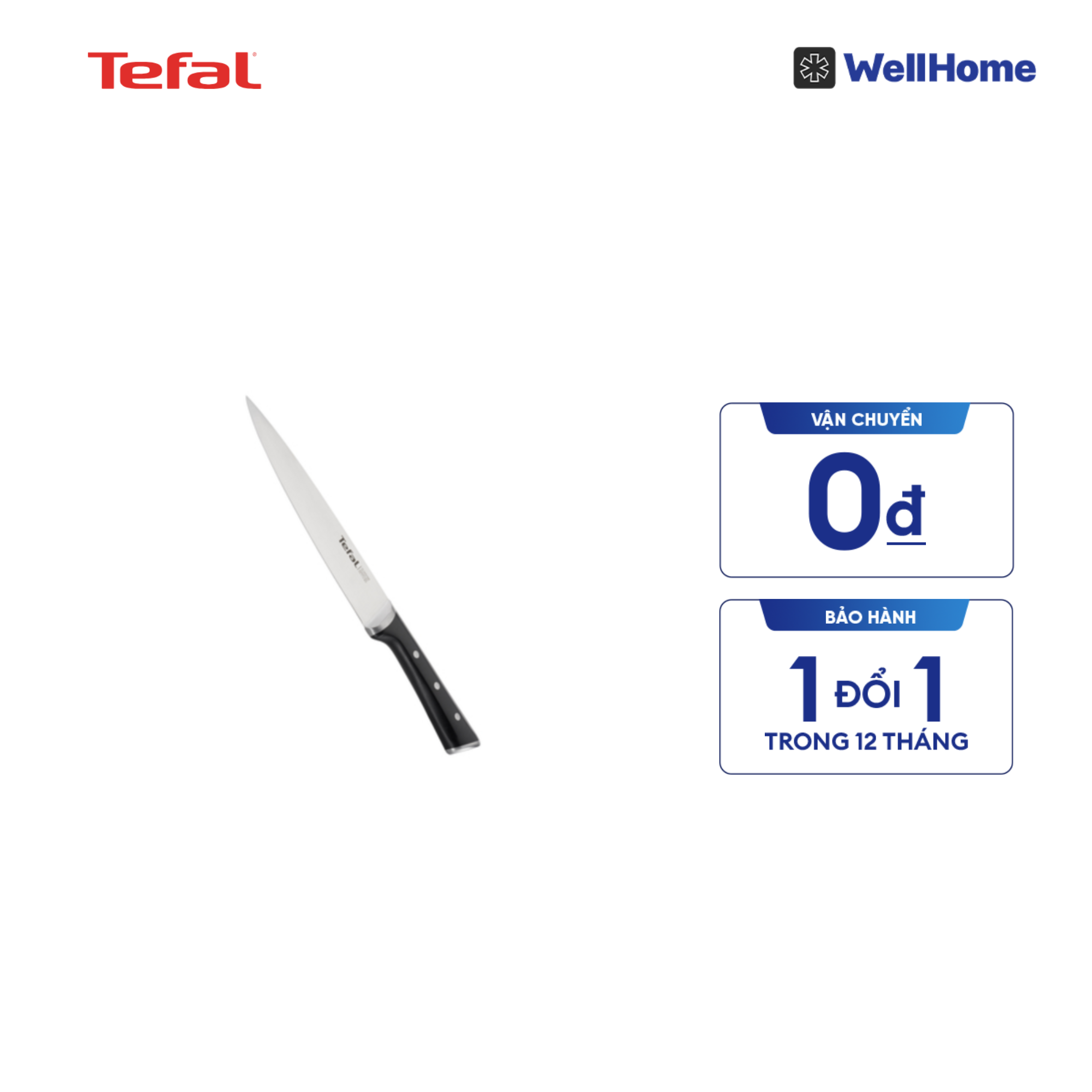  Dao thái lát thép Đức liền khối Ice Force Tefal K2320714, 20 cm 