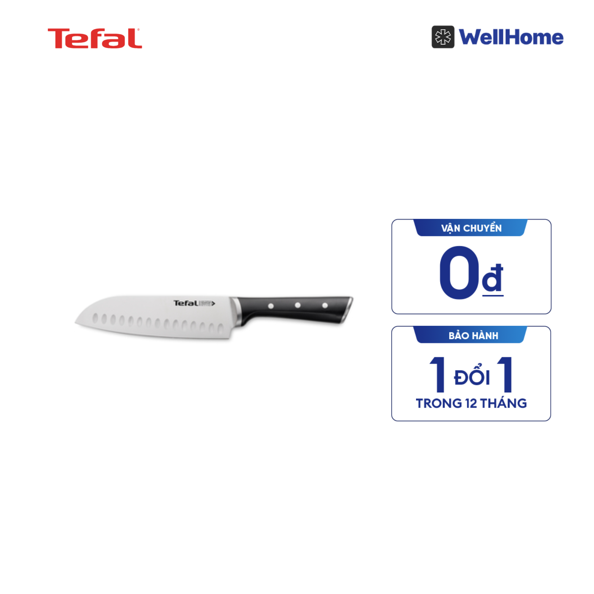  Dao đa năng Santoku thép Đức liền khối Ice Force Tefal K2320614, 18cm 
