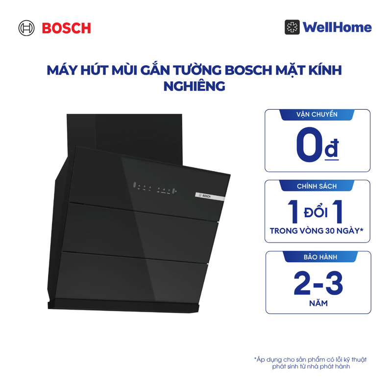  Máy hút mùi gắn tường Bosch DWK68IJ60I - Series 4 mặt kính nghiêng (60cm) 
