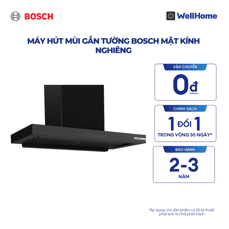  Máy hút mùi gắn tường Bosch DWK98IJ60I - Series 4 mặt kính nghiêng (90cm) 