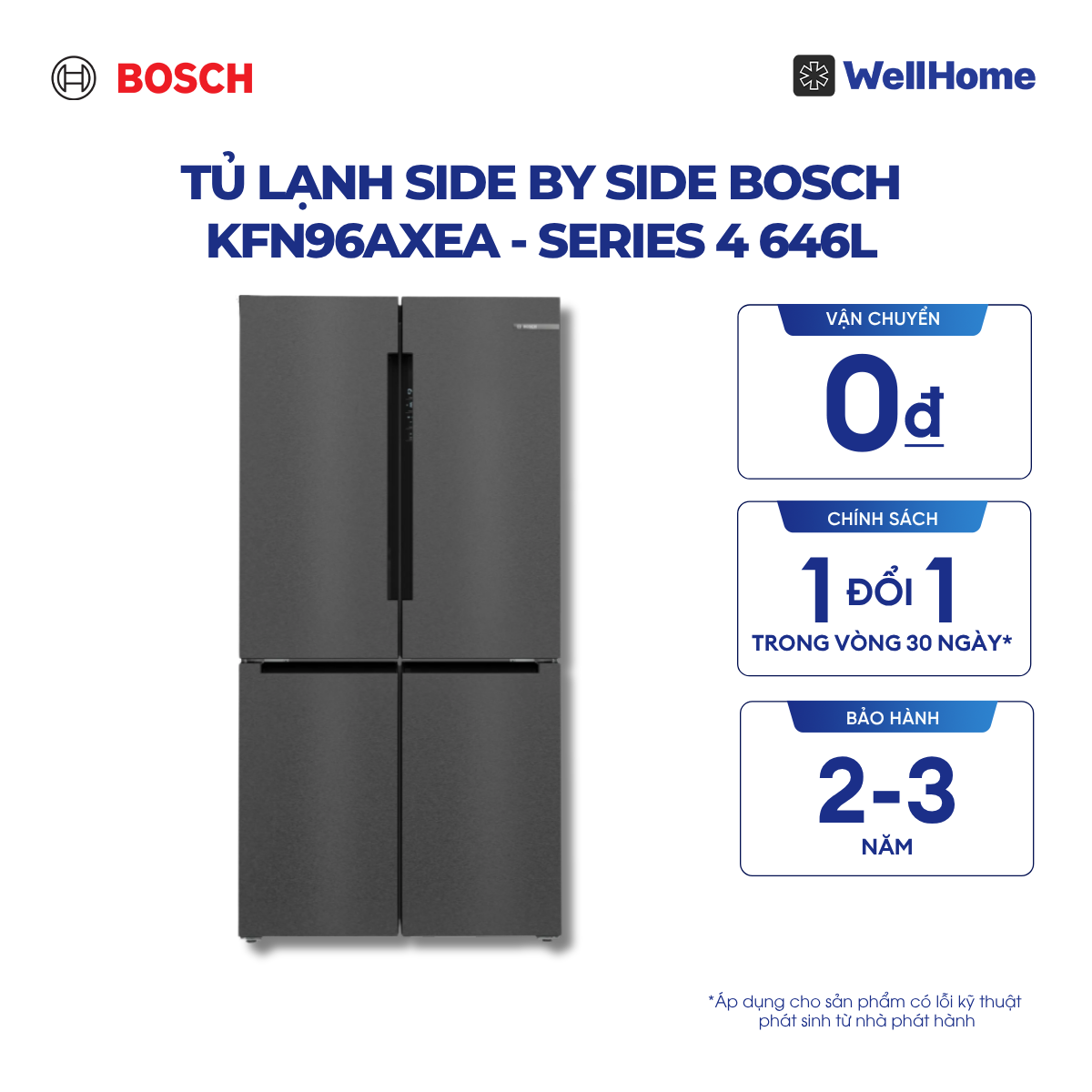  TỦ LẠNH SIDE BY SIDE BOSCH KFN96AXEA - SERIES 4 646L 