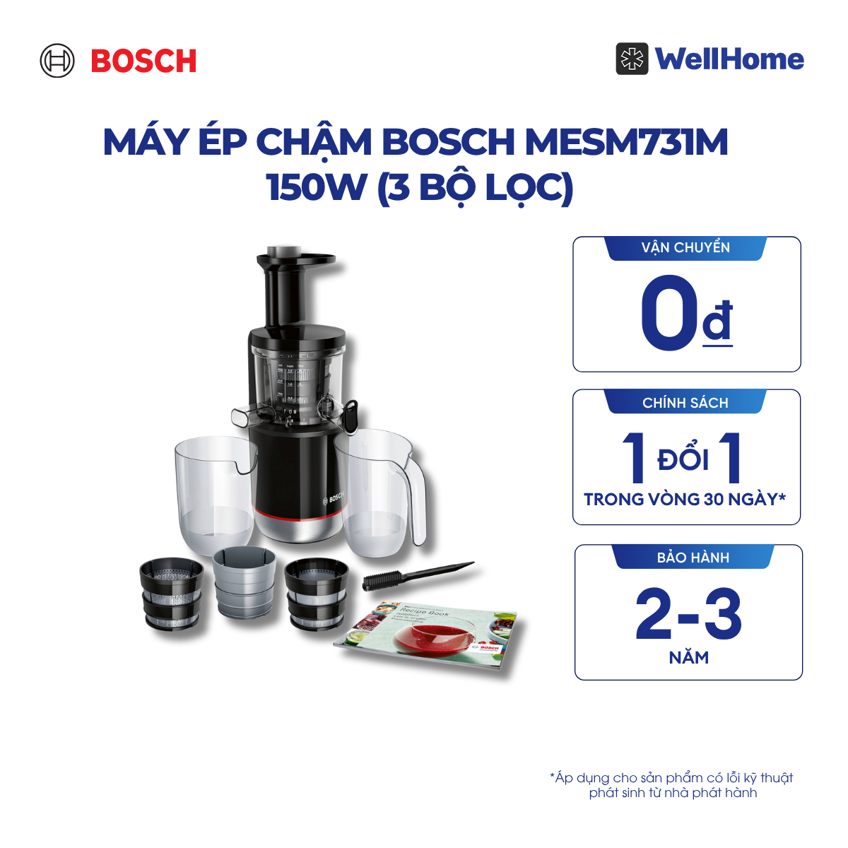  MÁY ÉP CHẬM BOSCH MESM731M - 150W (3 BỘ LỌC) 