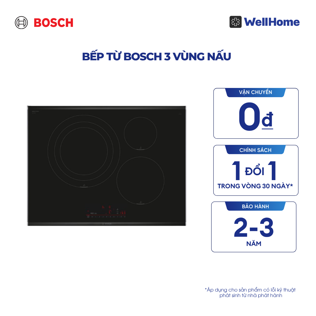  Bếp từ Bosch 3 vùng nấu PID775HC1E - Series 8 (70cm) 