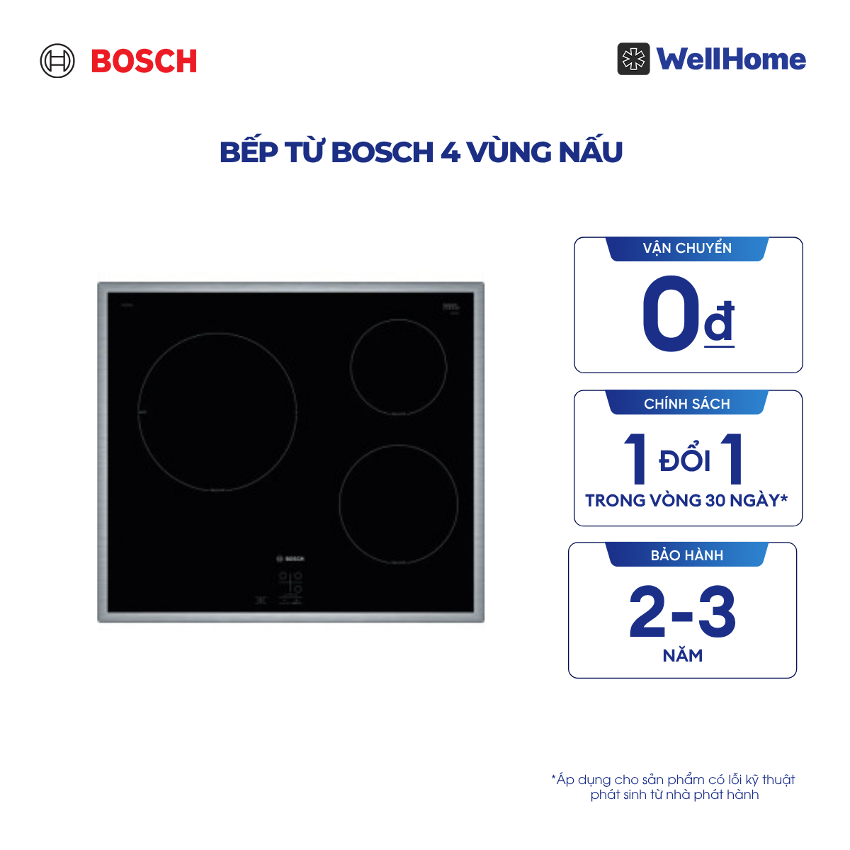  Bếp từ Bosch 4 vùng nấu PUC64RAA5E - Series 4 (60cm) 