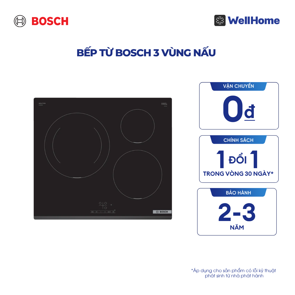  Bếp từ Bosch 3 vùng nấu PUJ631BB5E - Series 4 (60cm) 
