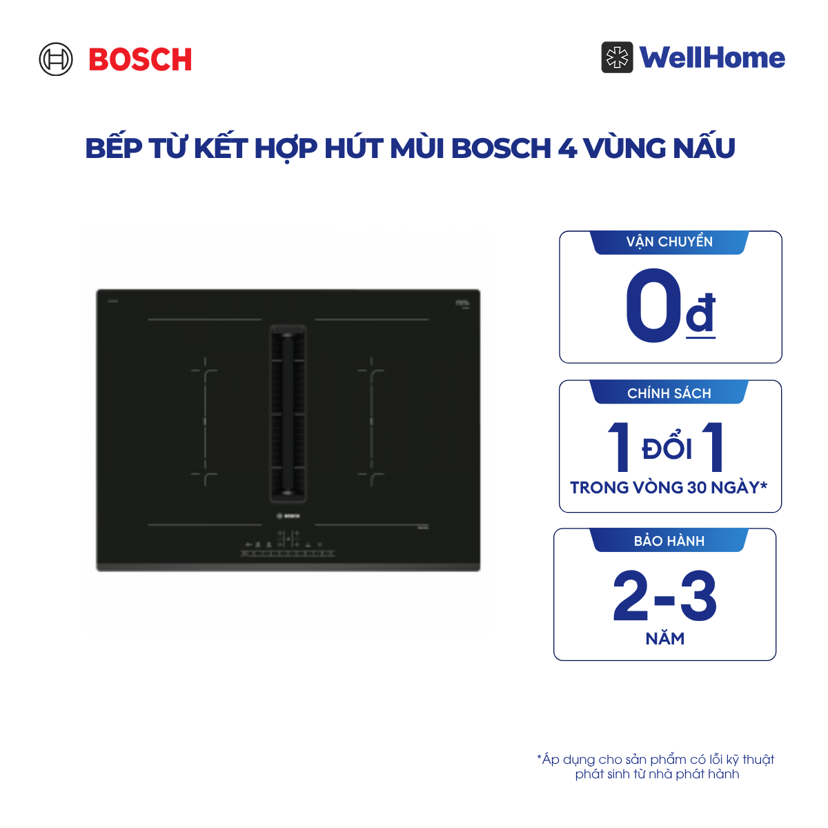 Bếp từ kết hợp hút mùi Bosch 4 vùng nấu PVQ731F15E - Series 6 (70cm) 