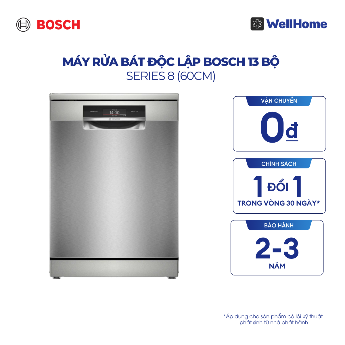  Máy rửa bát độc lập Bosch SMS8ZDI86M 13 bộ - Series 8 (60cm) 