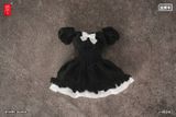  Puff Sleeves One-piece Dress (Black) 