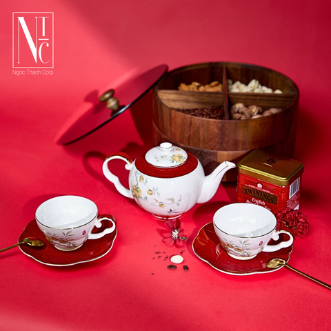  Set Quà Tặng Bộ Ấm Trà Sứ Kèm Tách 
