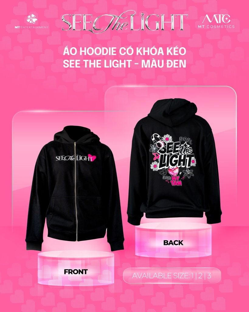 Áo Hoodie có khoá kéo See The Light - Màu đen