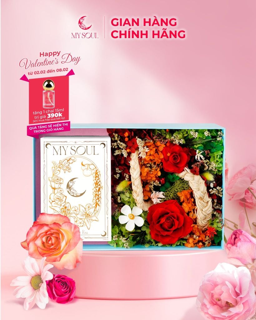 Hộp hoa quà tặng nước hoa My Soul - Màu xanh
