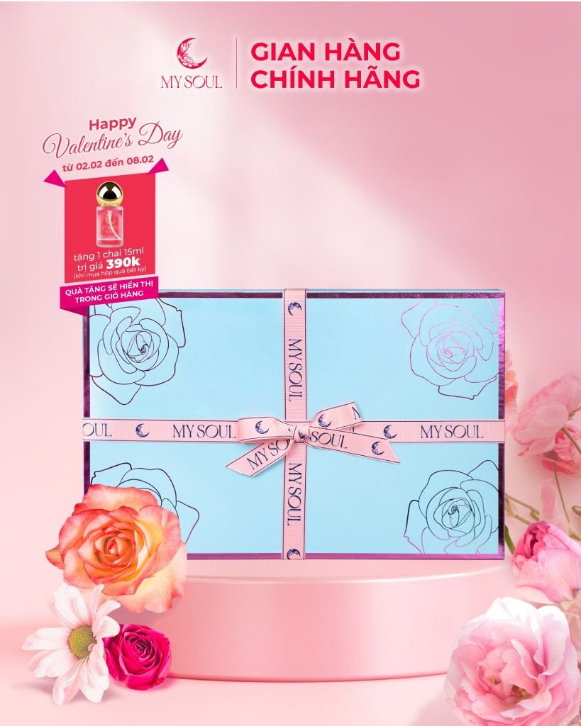 Hộp hoa quà tặng nước hoa My Soul - Màu xanh