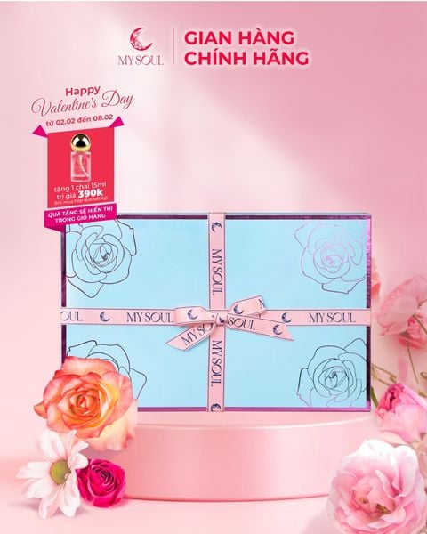 Hộp hoa quà tặng nước hoa My Soul - Màu xanh