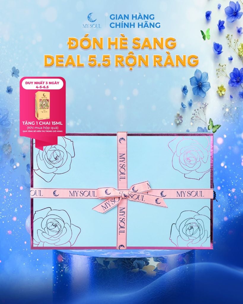 Hộp hoa quà tặng nước hoa My Soul - Màu xanh