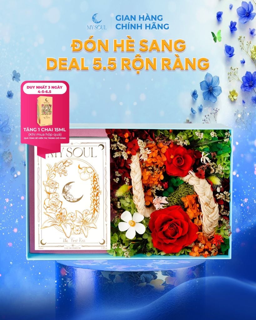 Hộp hoa quà tặng nước hoa My Soul - Màu xanh