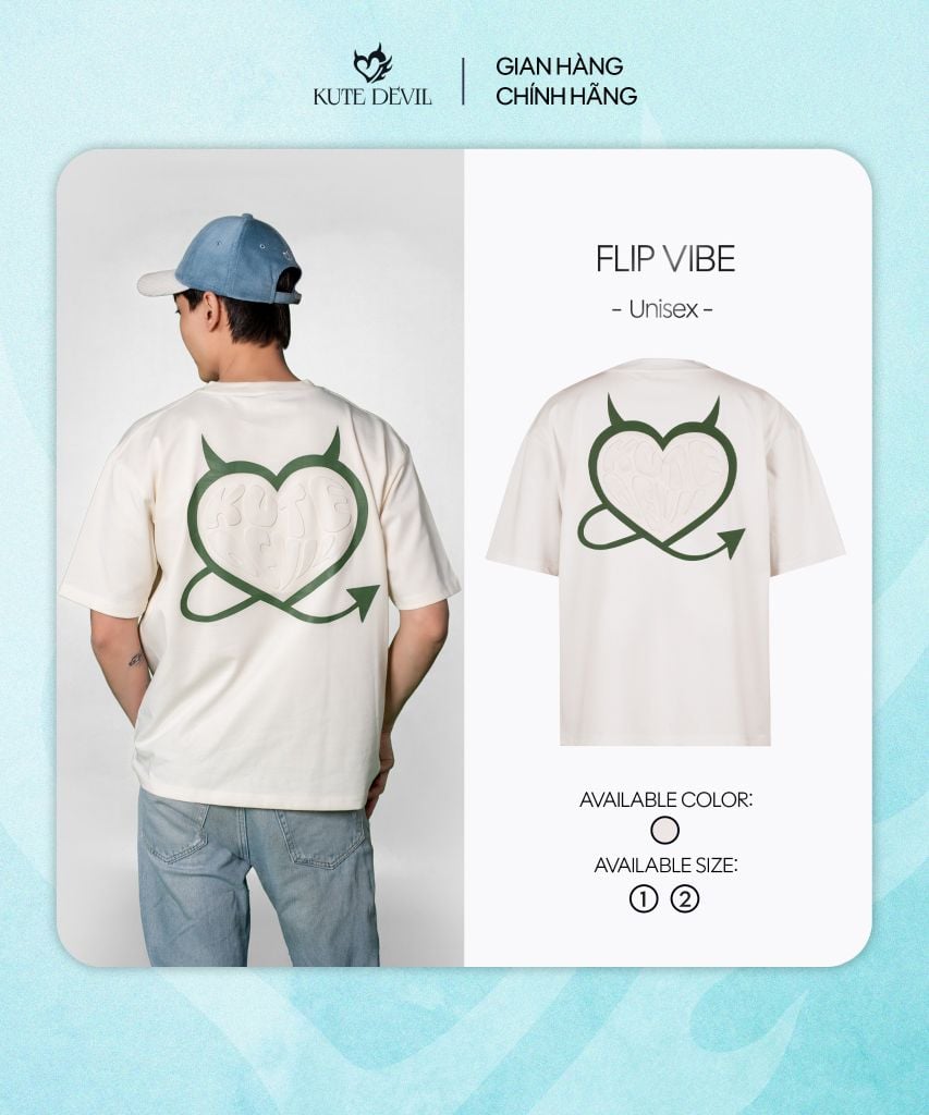 Áo thun Kute Devil Flip Vibe – Màu kem