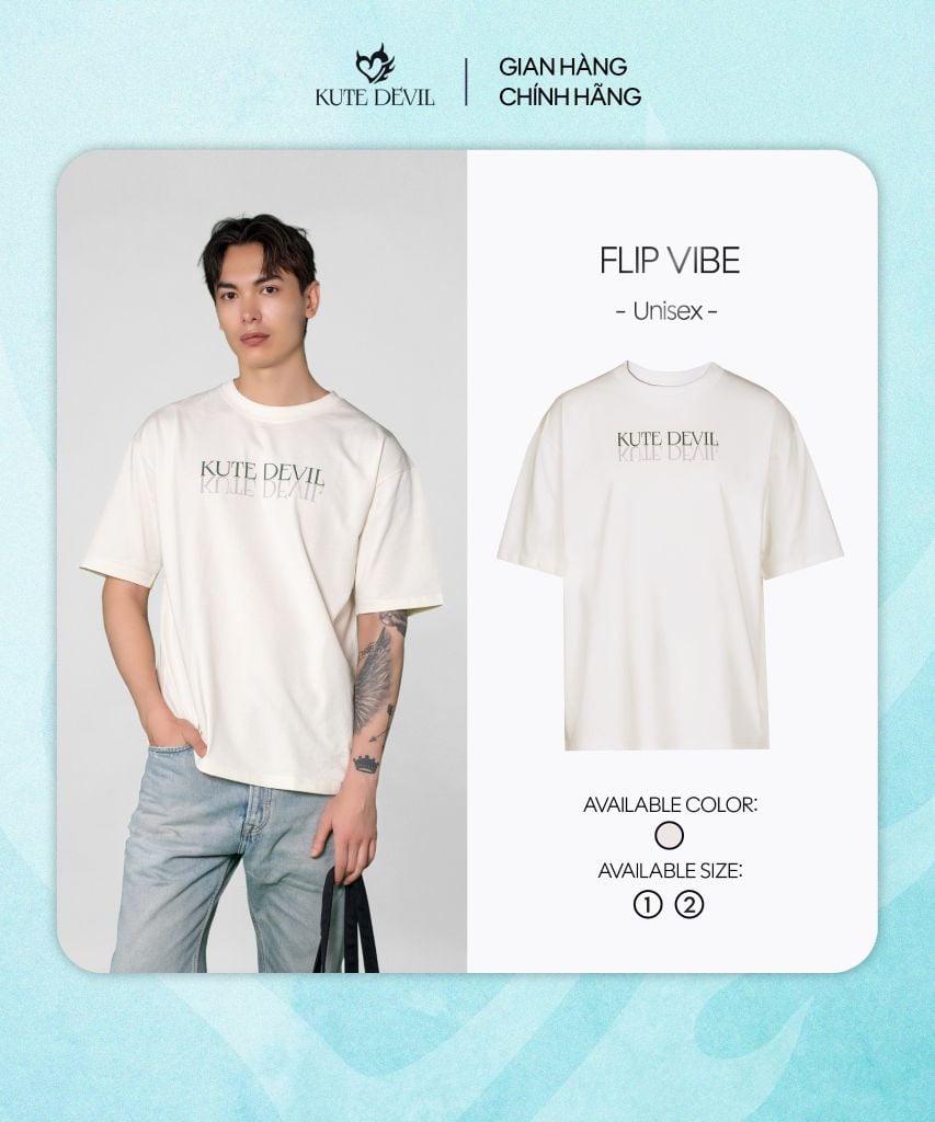 Áo thun Kute Devil Flip Vibe – Màu kem