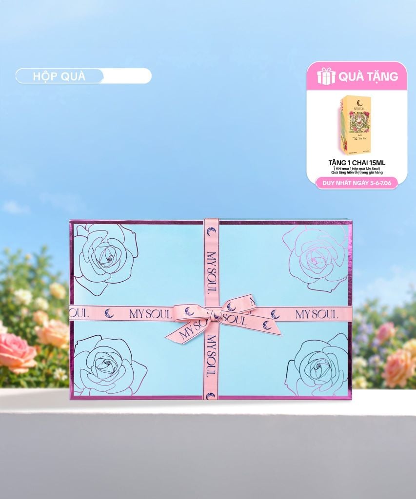 Hộp hoa quà tặng nước hoa My Soul - Màu xanh