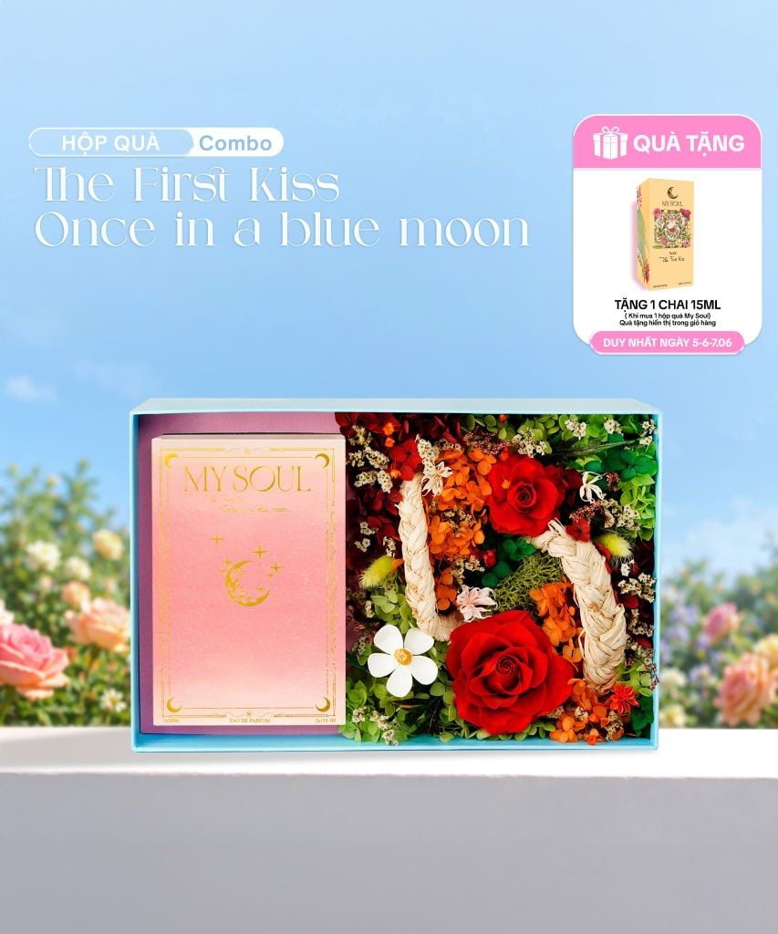Hộp hoa quà tặng nước hoa My Soul - Màu xanh