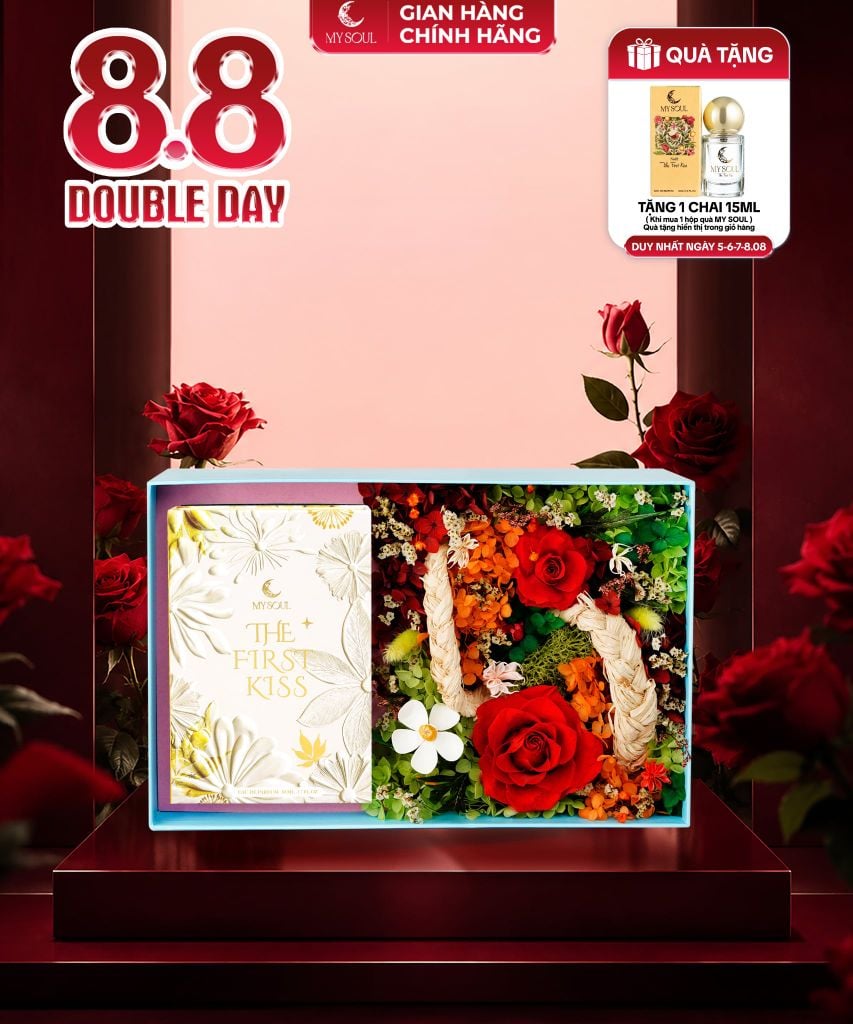 Hộp hoa quà tặng nước hoa My Soul - Màu xanh