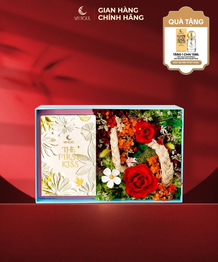 Hộp hoa quà tặng nước hoa My Soul - Màu xanh