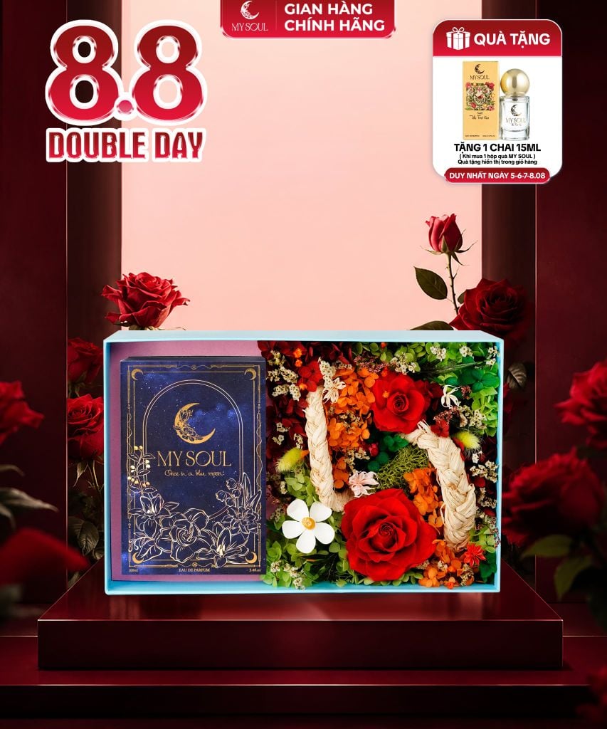 Hộp hoa quà tặng nước hoa My Soul - Màu xanh