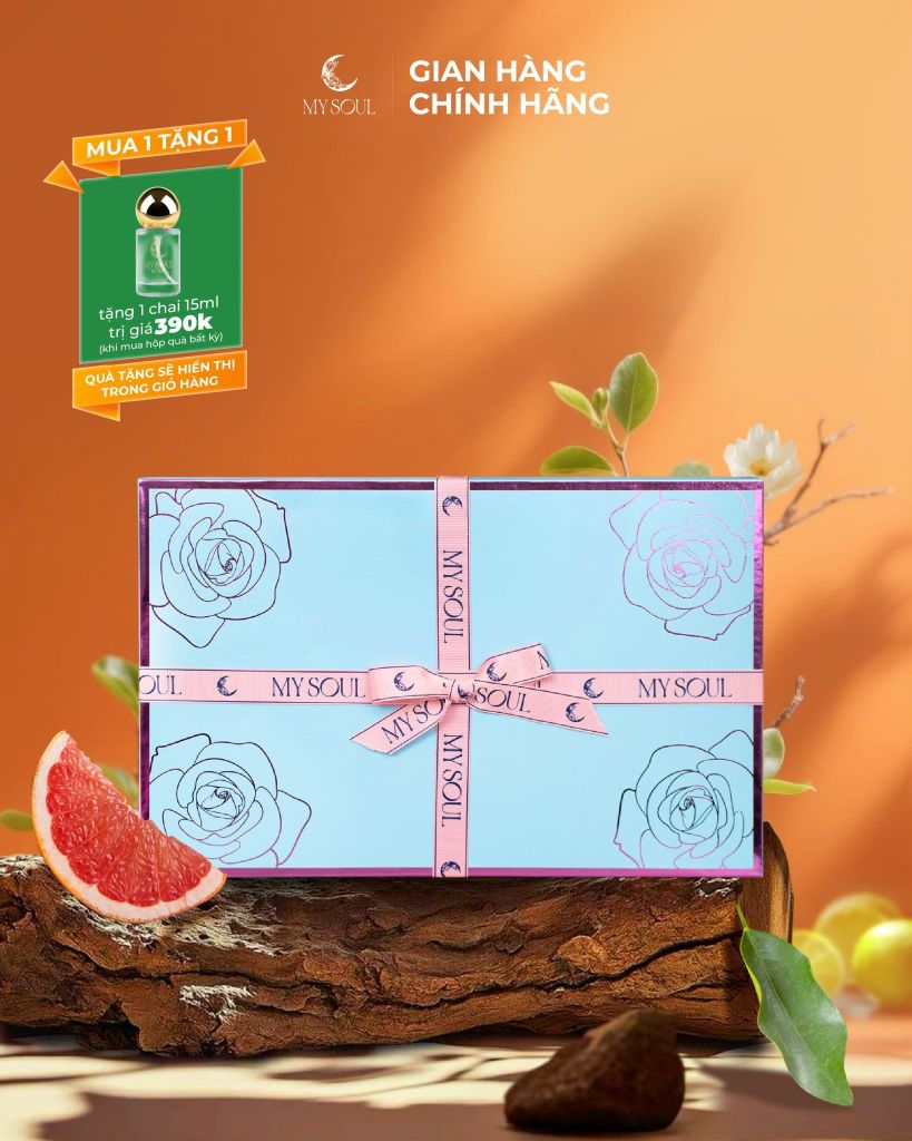 Hộp hoa quà tặng nước hoa My Soul - Màu xanh