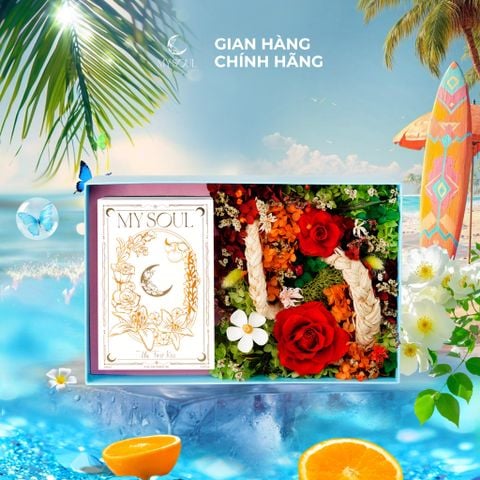 Hộp hoa quà tặng nước hoa My Soul - Màu xanh
