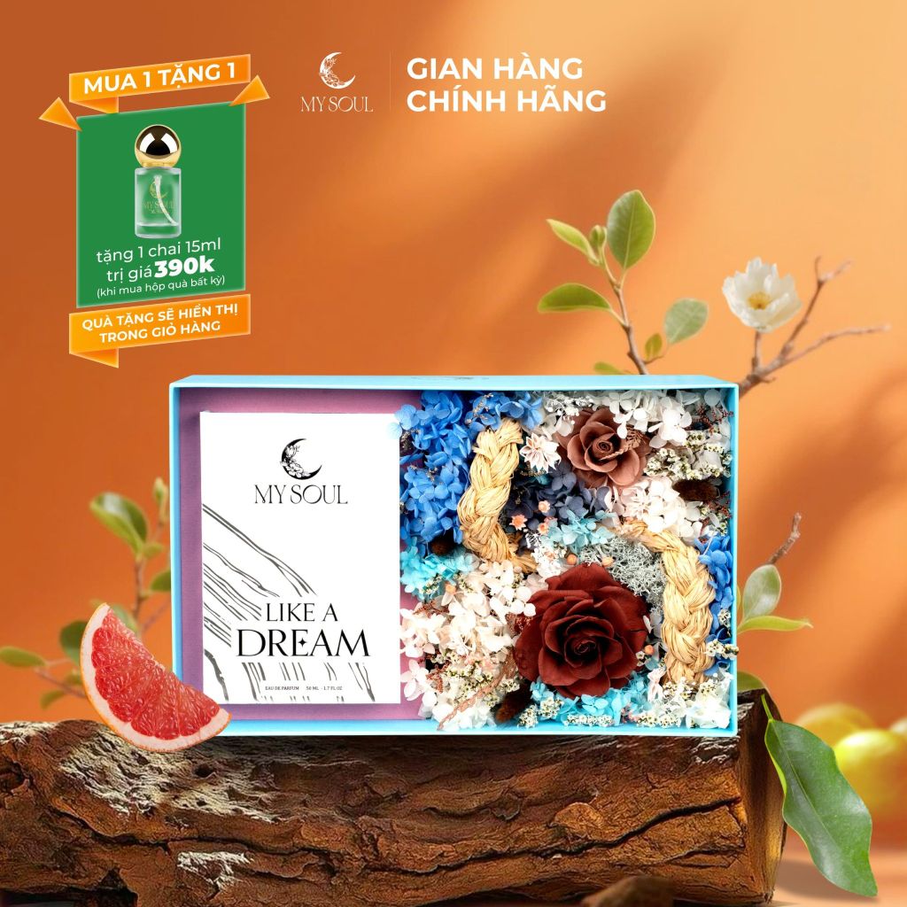 Hộp hoa quà tặng nước hoa My Soul - Màu xanh