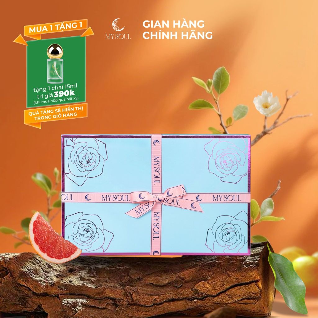 Hộp hoa quà tặng nước hoa My Soul - Màu xanh