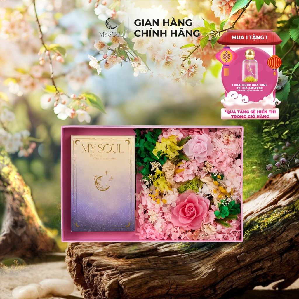 Hộp hoa quà tặng nước hoa My Soul - Màu hồng