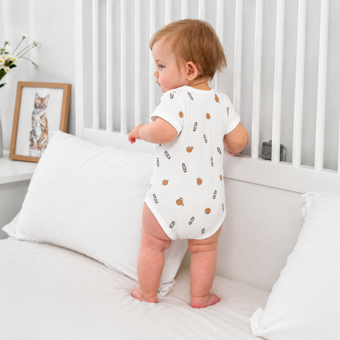  bodysuit ngắn tay có lỗ nhỏ thoáng khí mềm mại 