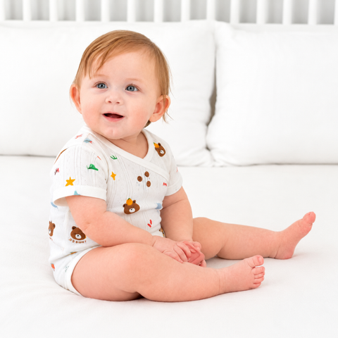  bodysuit ngắn tay có lỗ nhỏ thoáng khí mềm mại 