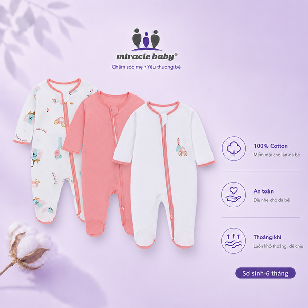  Bộ 3 bodysuit liền thân khóa kéo, tất liền có chấm silicon chống trượt 