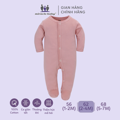  Bodysuit áo quần liền thân NÚT BẤM cho bé chất liệu Cotton thương hiệu Miraclebaby từ 1 đến 7 tháng tuổi 