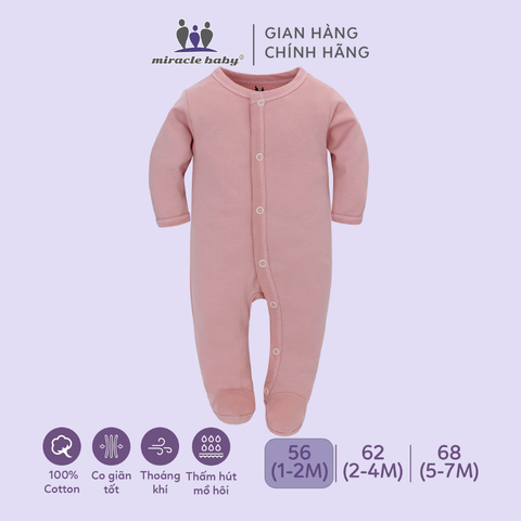  Bodysuit áo quần liền thân NÚT BẤM cho bé chất liệu Cotton thương hiệu Miraclebaby từ 1 đến 7 tháng tuổi 