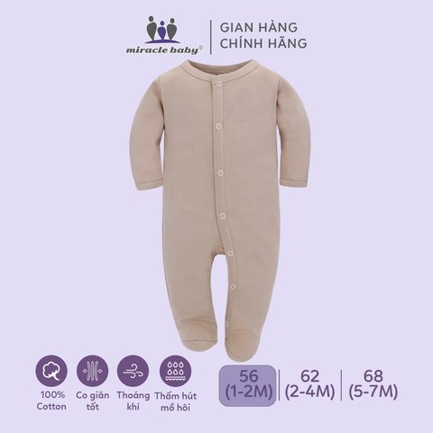  Bodysuit áo quần liền thân NÚT BẤM cho bé chất liệu Cotton thương hiệu Miraclebaby từ 1 đến 7 tháng tuổi 